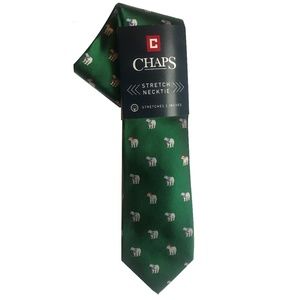 Chaps Polar Bear Green Holiday Tie, Christmas